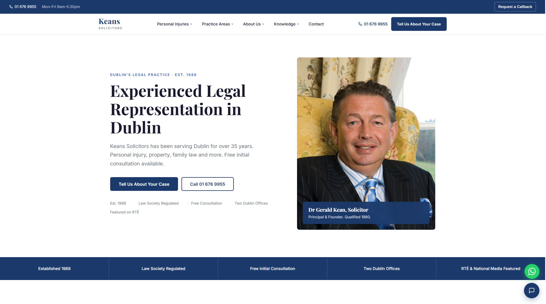 Keans Solicitors website after the SquareTwo rebuild