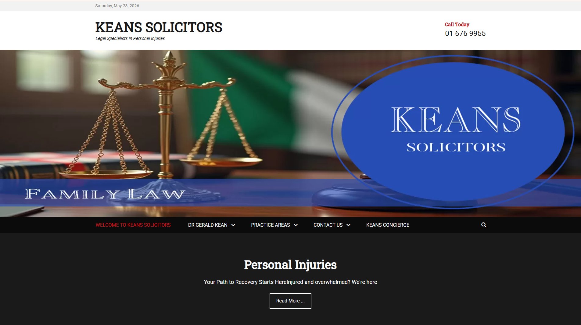 Keans Solicitors original website before the SquareTwo redesign